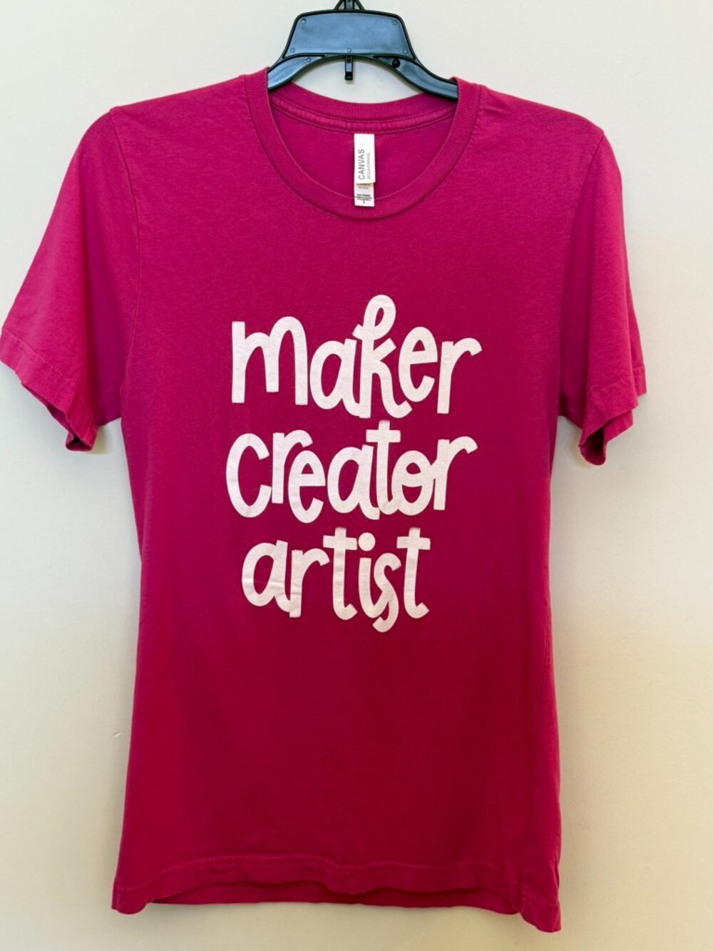 Maker Creator Artist Graphic T-Shirt Pink Bella+Canvas Tee size small